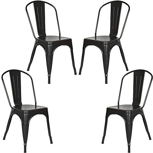 RELOVE Lot de 4 Chaises de Salle à Manger Empilables en Métal Style Industriel Vintage, Convient pour Une Utilisation Intérieure et Extérieure, Chaise de Jardin,85 * 45 * 45cm