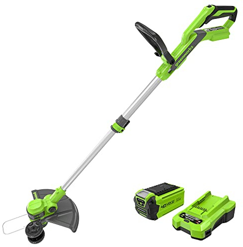 Greenworks 40V Cordless 2-in-1 Trimmer Edger (Gen 2) - 13 Lawn Weed Wacker for Fence & Sidewalk , Lightweight Gas Trimmer Alternative with Auto Feed Spool , 2.0Ah Battery & Charger (40-Min Runtime)