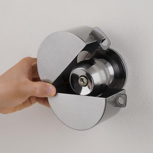 TEMEILI Bedroom Door Knobs with Locks,Door Knob Cover,Temporary Door Lock,Can be Used for Faucet Lock/Propane Tank Lock, Prevent Rotation of The Handle (Stainless Steel)