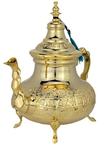 Marokkanische Teekanne Deluxe 6 Gold 2 l / 2 Liter Teekanne Gold mit Füßen