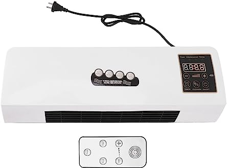 Ventilador de Pared, Refrigeración/Calefacción, Ventilador de Pared con Control Remoto 1800W, con Temporizador, Silencioso y Panel Táctil, Adecuado para Baño, Dormitorio, Oficina