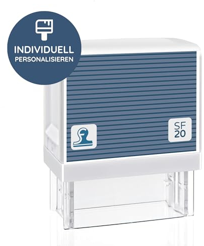 stempel-fabrik Personalisierter Adresstempel SF20 37x13 mm (4 Zeilen) Firmenstempel/Stempel personalisiert/Arztstempel mit Stempelkissen (Dunkelblau)