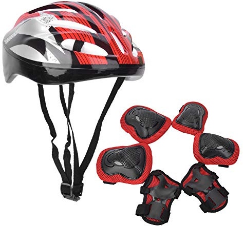Juego de Equipo de Protección para Patinaje para Adultos de 7 Piezas, Rodilleras, Coderas, Guantes, Casco, Kit de Casco para Patinaje sobre Ruedas para Adultos