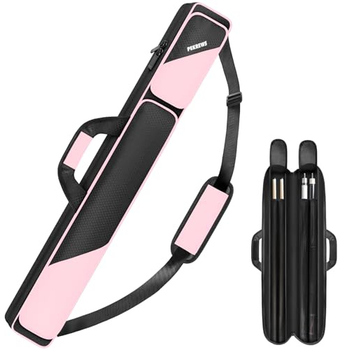 PEKREWS Pool Cue Case, Pool Stick Case 2x2 with 2 Accessories Pockets