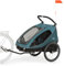 hauck 2in1 Fahrradanhänger & Buggy für 2 Kinder ab 6 Monaten bis 120 cm oder 22 kg Dryk Duo inkl. Deichsel, Kupplung, Buggyrad, Wimpel & Rücklicht, Zusammenklappbar, XL Kofferraum (Ocean Green)