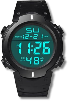 Mens Digital Watches,Waterproof Outdoor Sports Watch Men with Light/Alarm/Calendar Functions/LED Backlight/Chronograph for Kids Student Men Woman Running Outdoors
