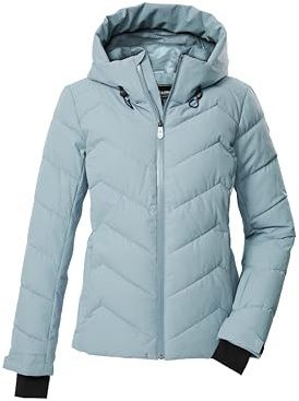 killtec Femme Veste de ski/veste matelassée/veste fonctionnelle en aspect duvet avec capuche et jupe pare-neige KSW 31 WMN SKI QLTD JCKT, hell eisblau, 50, 43417-000