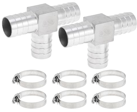 TUCKBOLD 304 Stainless Steel Hose Barb Fittings 1.5 t Shaped 3 Way Connector for Air Water Oil Gas Fuel 1 Set Silver Tone