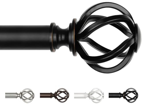 USFOOK Barra Cortina Negra 80 a 304 cm, 25 mm Barra de Cortina Extensible