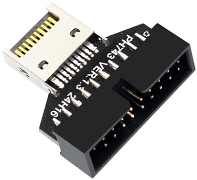 TEMOOUES Adaptador interno USB 3.2 tipo E a USB 3.0 de 20 pines, conector vertical para placas base, adaptador vertical USB