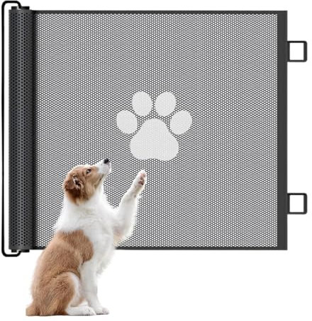 Barreras De Seguridad para Mascotas En Puertas - Rejas Retráctiles para Perros De Malla,Interior para Chimenea Baño Balcón Pasillo Sala Juegos Exterior Porche Piscina