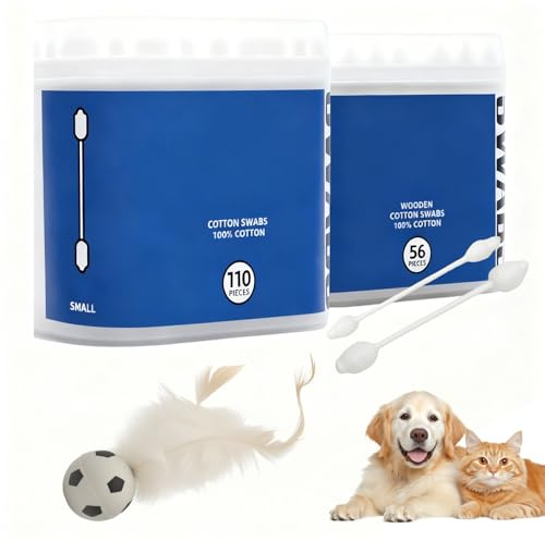 Limpiador de oídos para gatos y orejas, juego de varillas suaves de algodón para limpieza de oídos, removedor de cerumen, cuidado de los oídos, perro y gato, 222 unidades, bastoncillos de algodón