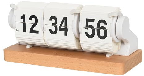 La Crosse Technology 536-526W Rollins Mechanical White Flip Analog Quartz Tabletop Clock