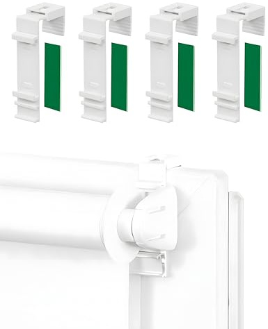 YIPFEN 4 Pezzi Supporti Lunghi per Tende a Rullo Klemmfix Duo-Rollo, da Fissare e Incollare Senza Forare, Accessori o Ricambi per Montaggio su Finestre in PVC e Porte Balcone