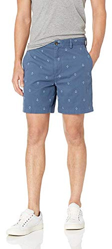 Amazon Essentials Classic-fit 7 Print Short, Pantaloncini Uomo, Blu (Navy Anchor Nav), W32