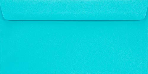 100 blå DIN långa kuvert, 110 x 220 mm, 90 g, Burano Azzurro äkta, rak klaff, utan fönster, perfekt för födelsedag, jul, bröllop, inbjudningar, gratulationskort, företagsbroschyrer