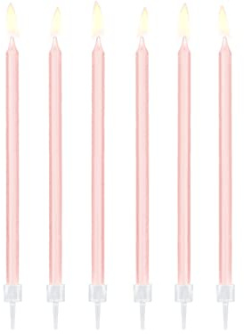 PartyDeco Bougies de gâteau tendance roses avec support - Lot de 26, 14 cm