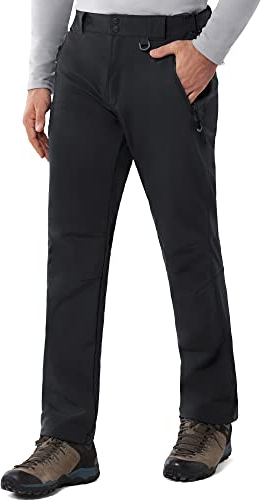 33,000ft Outdoorhose Herren Softshellhose Wasserdicht Winddicht Skihose Warm Fleece Gefüttert Herrenhose Winter Trekkinghose Wanderhose Schwarz L/36W/30L