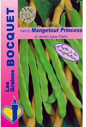 Sachet de graines de Haricot à rames Princess type perle - 100g - 100 g - Haricot rames mangetout - LES GRAINES BOCQUET