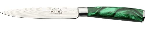 Rockingham Forge Sunrise Collection 5 Utility Knife, Stainless Steel with Resin Handles, Emerald Green