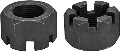 DTGN M30x2mm(DxP) Slotted Hex Castle Nuts - 2Pack - Good for Machinery Repairing - Carbon Steel Blackened Hexagon Nuts - Black