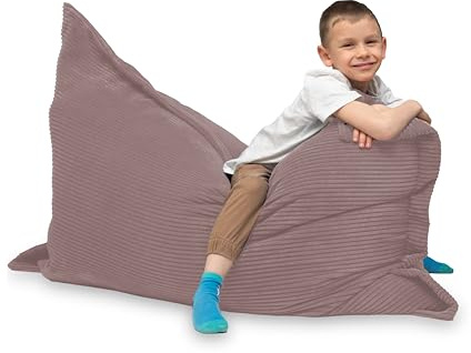 chilly pilley Sitzsack L XL XXL Cordstoff Bodenkissen Beanbag Styropor Füllung Riesensitzsack Cord-Material Sitzkissen Gartenkissen zum Liegen und Sitzen Cord 100x155 Rosa