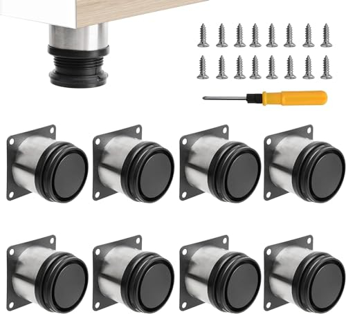 Uotyle Edelstahl Heavy Duty Metall Möbelfüße, Möbel Schrank einstellbar Edelstahl Küche Füße Runde verstellbare Bein Schrank Küche Tischbein Pads Protector (50mm)