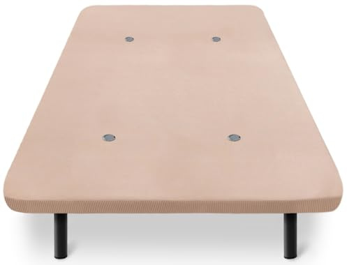 HOGAR24 ES | Base Tapizada 180x190 cm | Tejido 3D en Color Beige | Incluye Válvulas de Transpiración | Juego de 6 Patas de 26 cm