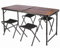 JUMI Klappbarer Campingtisch - Beistelltisch mit 4er Stuhle Set, Klapptisch zum Camping, Multifunktion - Balkon möbel Set, gartenmöbel Set - Tischhöhenverstellung (Holzfurnier + Schwarze Stühle)