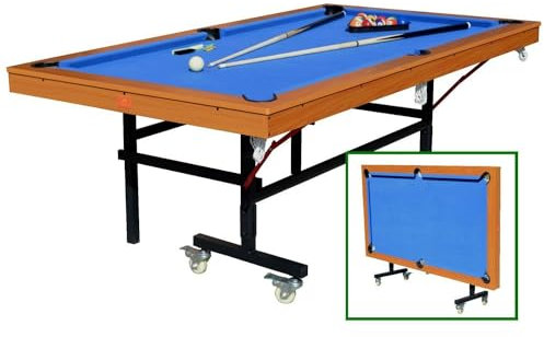 Tavolo da Biliardo Pieghevole UNICORNO 214 cm - Salvaspazio con Ruote Bloccabili, Completo di Accessori, Facile da Montare, Regolamentare