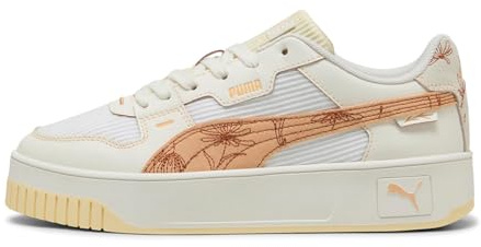 PUMA Damen Carina Street LUX Crafted Flowers Sneaker, WARM White-Almost APRICOT, 38 EU