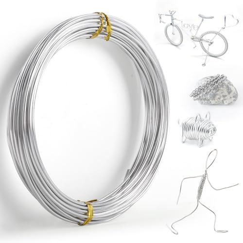 MEGAVOW 1.5mm x 10m Filo per Gioielli in Alluminio, Filo Modellabile per Fioristi Perline Collane Nigiotteria, Fili Metallici per Creazione di Gioielli, Confezioni Regalo, Argento