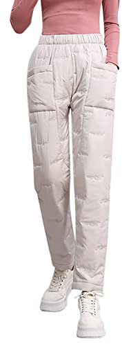 Piumino da donna lungo, pantaloni termici da donna, imbottiti, taglie forti, con calda imbottitura, antivento, ultraleggeri, da neve, foderati, in pile, per il tempo libero, Wh1, L