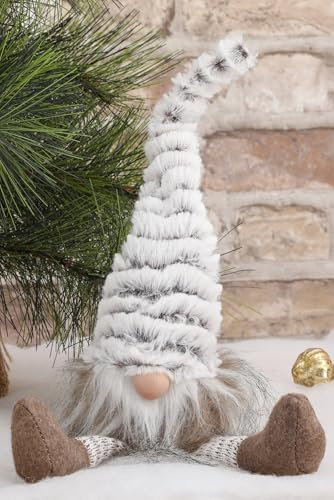 KAMACA Deko Plüsch Wichtel Weihnachtswichtel Kantenhocker aus Stoff ausgefallene Weihnachtsdeko oder zum Verschenken in Winter Weihnachten (Kantenhocker grau braun 35x8x8 cm)