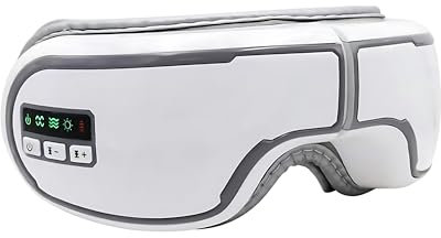 Nicoone Augenmassagegerät mit Wärmevibration Kompression 5 Modi,wiederaufladbarer Eye Massager mit kabelloser Bluetooth-Musik für überanstrengte Augen,Geschwollene Augen