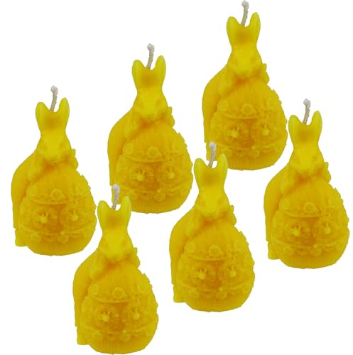 6 Kerzen Hase mit Ei aus 100% reinem Bienenwachs
