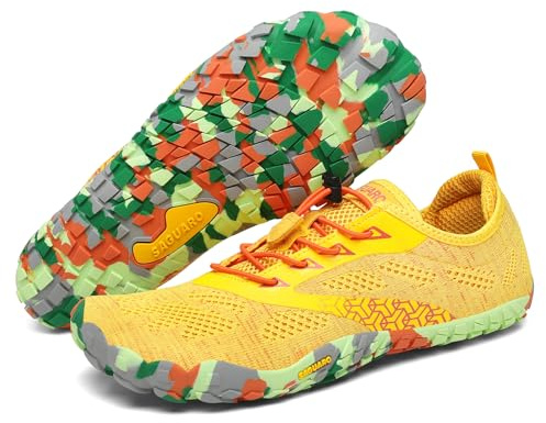 SAGUARO Femme Homme Barefoot Shoes Chaussures Minimaliste Barefoot Chaussures Pieds Nus Antidérapantes pour Gym Training Fitness Randonnée Jaune,GR.42
