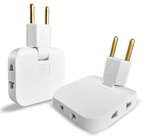 BOBOPACK 2x Presa Multipla Salvaspazio con Testina Girevole a 180° 3 in 1 Presa Piatta Multipla EU Adattatore Presa Europa Spina Convertitore di Potenza EU Travel Socket 110‑250V(Bianco)