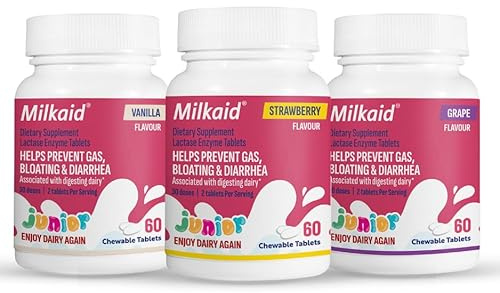 Milkaid Junior Flavor Pack | Helps Prevents Gas, Bloating, Diarrhea in Children | Fast Acting Dairy Digestive Supplement for Kids | 180 Tablets