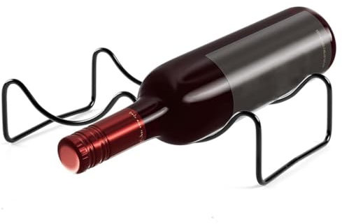 Portabottiglie frigo metallo, Portabottiglie Impilabile per Frigorifero, Cantinetta universale, Portabottiglie per vino in metallo per uso domestico, Portabottiglie piatto, nero