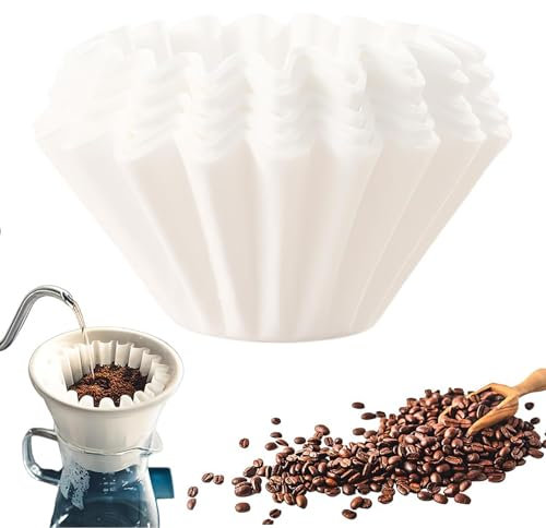 100 bolsas blancas de filtro de cesta, filtro de café, color blanco, 45/155 mm, pequeños filtros de café para 1 – 2 tazas, papel de filtro de café redondo para café, oficina, hogar