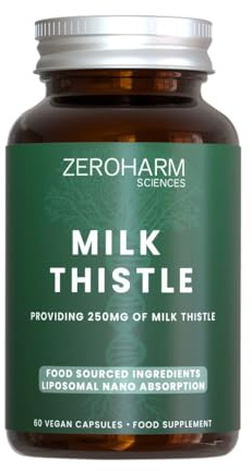 ZEROHARM Chardon-Marie avec artichaut, pissenlit et curcuma – Soutien de la santé du foie et détoxification – Absorption liposomale haute concentration – 60 comprimés (1 paquet)
