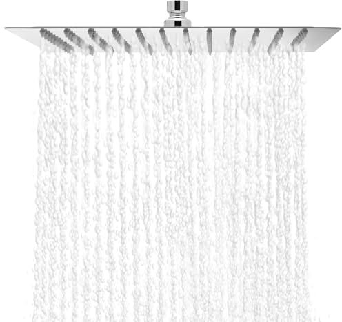 QWORK® Soffione Doccia a Pioggia da 30 cm - Anticalcare - Acciaio Inossidabile Cromo