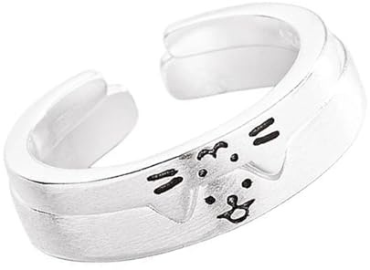 ZEPFJHE 2pcs Gatti E Cane Regolabile Cartoon Anelli Per Le Donne Misura Regolabile Amicizia Anelli Moda Fidanzamento Gioielli Giovane Accessorio di Moda