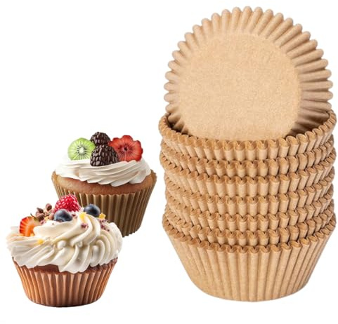 GHPKOTW 200 Pezzi Pirottini Per Muffin, Carta Standard, Non Sbiancato, Sicurezza Alimentare, Antiaderente, Resistente al Grasso, per Feste, Compleanni, Natale, Pasticceria, Dimensione Standard