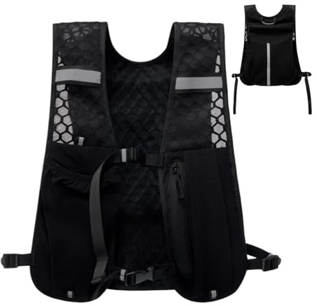 Soporte de teléfono para Chaleco de Carreras – de Pecho Ligera y de hidratación – Soporte de teléfono Ajustable para Correr, Senderismo y Ciclismo – Chaleco de Movimiento Refl, Negro