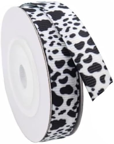 20 Yards 1 cm Animal Print Grosgrain Ribbon Cow Craft White Black Ribbon Fabric Gift Wrapping for Gift Wrapping Bow Making Gift Wrap Ribbons