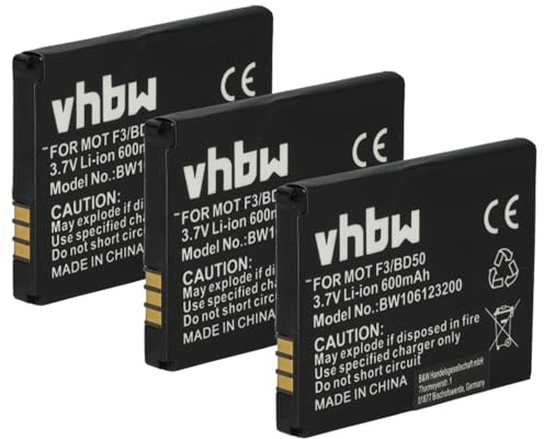 vhbw 3X Akku kompatibel mit AVM Fritz!Fon C4, MT-F, EM325, EM25, M325, M2, MT-F 2000, C5 schnurlos Festnetz Telefon (600 mAh, 3,7 V, Li-Ion)