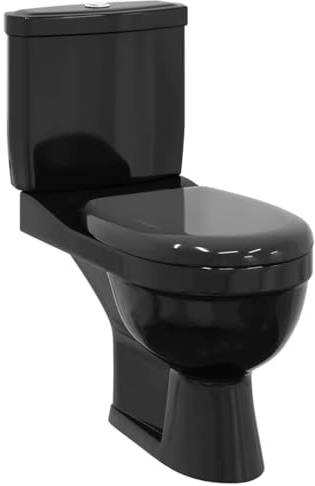 vidaXL Toilette con Cisterna Nera Gabinetto Bagno e Sciacquone Vaso WC Scarico