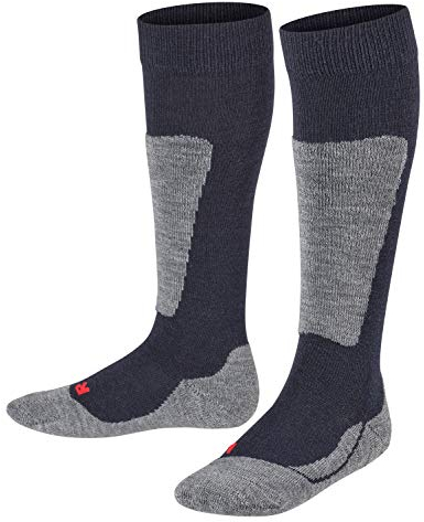 FALKE Unisex Kinder Skisocken Active Ski K Kh Wolle Funktionsmaterial warm dick 1 Paar, Blau Marine 6120, 39-42